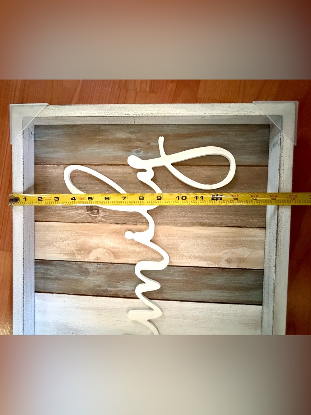 Kohl's White Script 'Family' Wall Art on Weathered Wood Planks size 20x16” - Picture 5 of 5